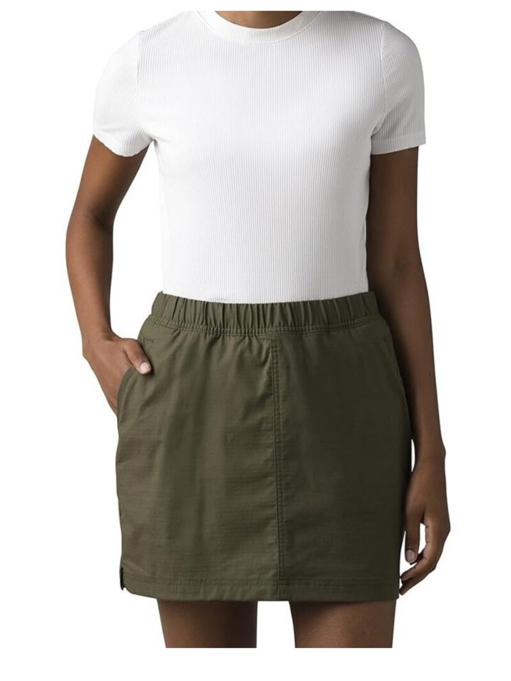 prAna Double Peak Skirt Skort Womens 4 Olive Green Organic Pencil